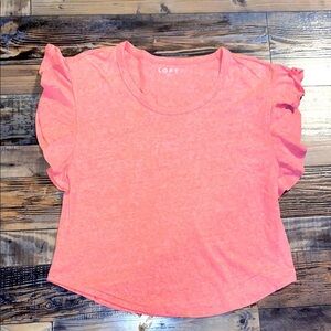 Loft cotton blend top with ruffle sleeves size Large